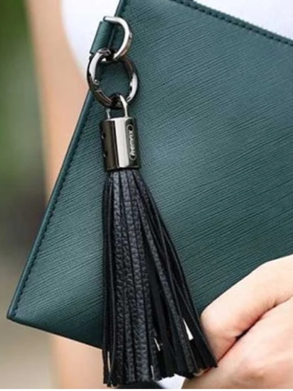 Remax faux leather black tassel USB A lightning cord charging adapter keychain